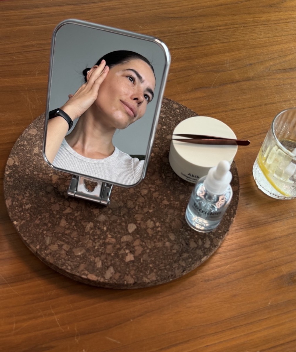 Skincare routine mirror shot — UGC photo by Valerie